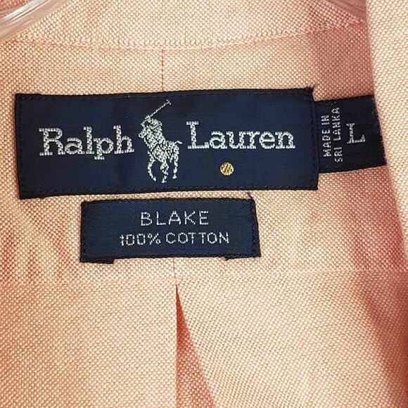 Polo Ralph Lauren Oxford Shirt Blake Men's Large Fall Orange SS Button Down - Picture 5 of 10